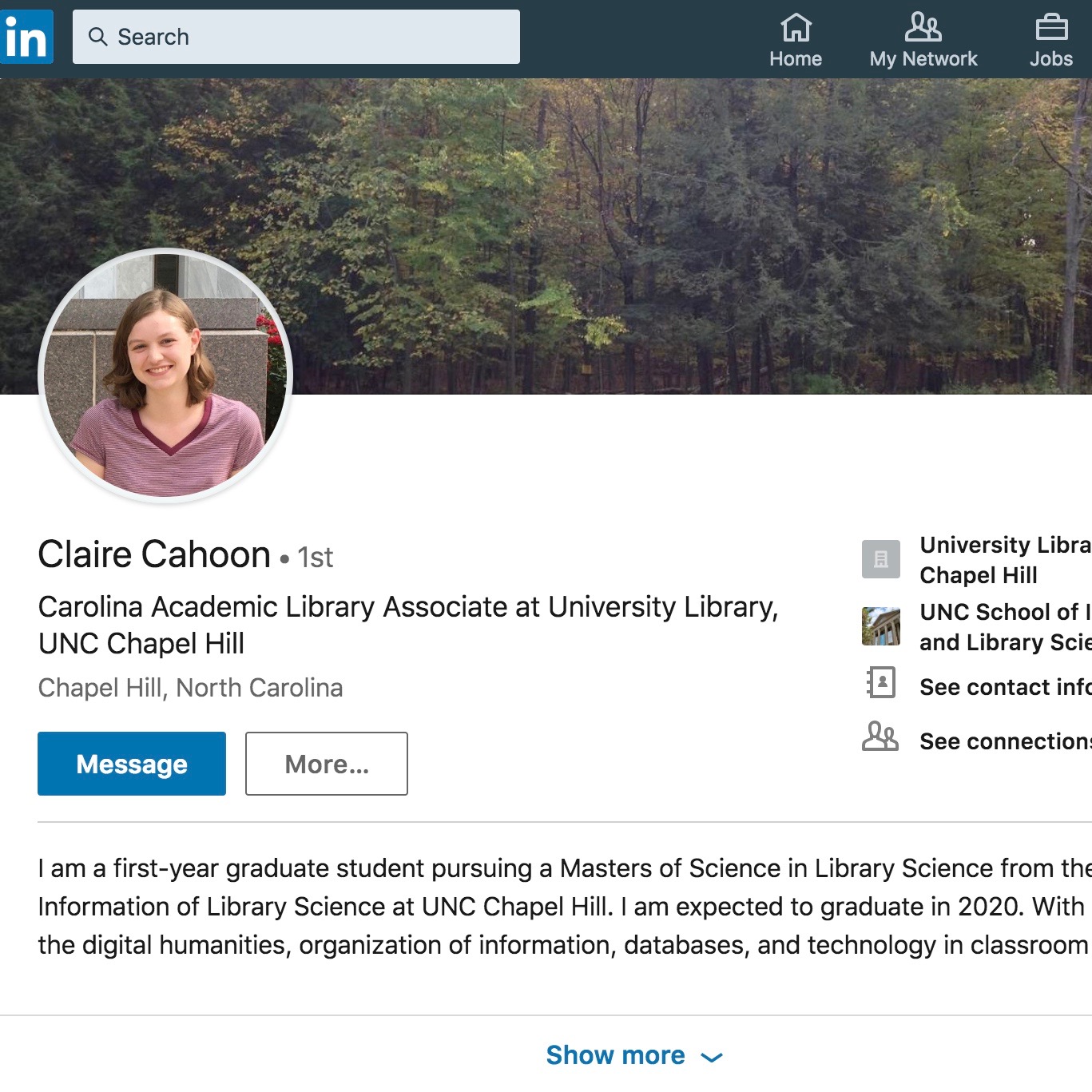 Screenshot of LinkedIn Profile